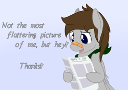 Size: 500x354 | Tagged: safe, artist:phoenixswift, oc, oc:fuselight, pegasus, pony, ask fuselight, male, newspaper, solo, stallion