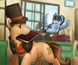 Size: 840x700 | Tagged: safe, artist:onidrill, pony, book, luke triton, ponified, professor layton