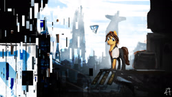 Size: 1920x1080 | Tagged: safe, artist:f4celessart, pony, city, cityscape, nilin, ponified, remember me