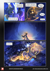 Size: 3541x5016 | Tagged: safe, artist:freeedon, artist:lummh, oc, oc only, oc:appolonia, pony, unicorn, comic:the lost sun, blizzard, book, comic, dialogue, ear piercing, female, flashback, levitation, magic, mare, patreon, patreon logo, piercing, self-levitation, snow, snowfall, speech bubble, talking to herself, telekinesis