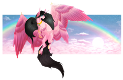 Size: 4152x2696 | Tagged: safe, artist:lunawolf28, oc, oc:ibath, alicorn, pony, seraph, seraphicorn, female, mare, multiple wings, rainbow, solo