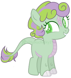 Size: 878x959 | Tagged: safe, artist:otakuchicky1, oc, oc only, oc:carol, dracony, dragon, hybrid, pony, base used, female, filly, interspecies offspring, offspring, parent:spike, parent:sweetie belle, parents:spikebelle, simple background, solo, transparent background