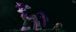 Size: 2560x1079 | Tagged: safe, artist:amy-gamy, twilight sparkle, twilight sparkle (alicorn), alicorn, pony, ball and chain, solo