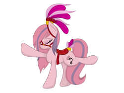 Size: 2732x2048 | Tagged: safe, artist:dawnshine, oc, oc only, oc:sweet haze, earth pony, pony, bridle, eyes closed, plume, raised leg, saddle, simple background, tack, tail ring, transparent background