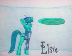 Size: 1084x845 | Tagged: safe, artist:dialysis2day, oc, oc:elsie, earth pony, pony, beret, female, hat, mare, solo, traditional art