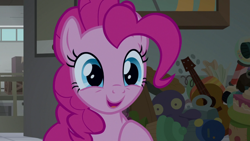 Size: 1920x1080 | Tagged: safe, screencap, pinkie pie, earth pony, pony, the last laugh, female, mare, open mouth, smiling, solo