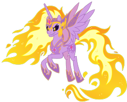 Size: 1600x1280 | Tagged: safe, edit, editor:lyinx, princess twilight 2.0, twilight sparkle, twilight sparkle (alicorn), alicorn, pony, armor, crown, female, flying, horn, jewelry, mane of fire, nightmare twilight, nightmarified, not daybreaker, older, older twilight, rapidash twilight, recolor, regalia, simple background, solo, spread wings, tail of fire, transparent background, ultimate twilight, wing armor, wings