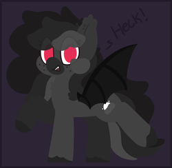 Size: 2088x2037 | Tagged: safe, artist:moonydusk, oc, oc only, oc:moonlight dusk, bat pony, pony, female, heck, mare