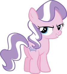 Size: 4000x4469 | Tagged: safe, artist:scrimpeh, edit, editor:slayerbvc, diamond tiara, earth pony, pony, absurd resolution, accessory-less edit, butt, female, filly, looking at you, missing accessory, plot, simple background, solo, transparent background, vector, vector edit