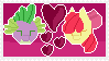 Size: 99x56 | Tagged: safe, artist:sodium--oxide, apple bloom, spike, dragon, earth pony, pony, deviantart stamp, female, head, heart, male, pixel art, shipping, spikebloom, stamp, straight