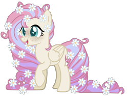 Size: 2407x1806 | Tagged: safe, artist:nightmarye, oc, oc only, pegasus, pony, female, flower, flower in hair, freckles, mare, open mouth, simple background, smiling, solo, transparent background