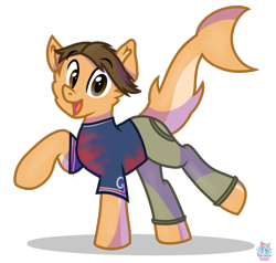 Size: 1169x1111 | Tagged: safe, artist:rainbow eevee, oc, oc:andrew gerard, original species, pony, shark, shark pony, clothes, cute, football, looking at you, male, pants, paris, raised hoof, reno high school, shirt, simple background, solo, sports, transparent background