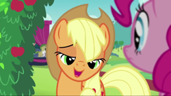 Size: 1280x720 | Tagged: safe, screencap, applejack, pinkie pie, earth pony, pony, the mane attraction, faic