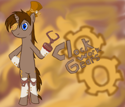 Size: 1098x940 | Tagged: safe, artist:theguythataidspeople, oc, pony, unicorn, bipedal, claw, gears, hat, male, stallion, steampunk