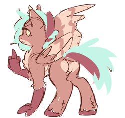 Size: 675x641 | Tagged: safe, artist:ruef, oc, oc only, oc:jasper jade, hippogriff, adopted, claws, heart butt, looking at you, middle finger, sketch, solo, vulgar, wings