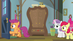 Size: 1280x720 | Tagged: safe, screencap, apple bloom, scootaloo, sweetie belle, pony, the last crusade, cutie mark crusaders