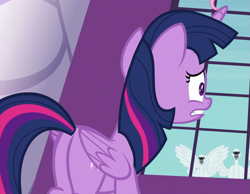 Size: 925x718 | Tagged: safe, screencap, twilight sparkle, twilight sparkle (alicorn), alicorn, bird, swan, between dark and dawn, butt, cropped, plot