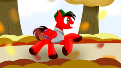 Size: 4000x2250 | Tagged: safe, artist:joechillers, oc, pony, autumn, leaves, male, running, solo, stallion, ych result