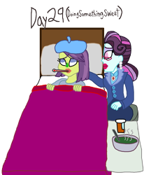 Size: 1500x1736 | Tagged: safe, artist:ktd1993, principal abacus cinch, victoria, equestria girls, bed, cinchtoria, female, in bed, lesbian, sick