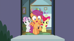 Size: 1920x1080 | Tagged: safe, screencap, apple bloom, scootaloo, sweetie belle, pony, the last crusade, cutie mark crusaders, postcard