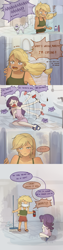Size: 849x3370 | Tagged: safe, artist:tcn1205, applejack, opalescence, rarity, cockroach, human, insect, equestria girls, ..., comic, cute, drama queen, female, humanized, jackabetes, killer instinct, lesbian, marshmelodrama, misspelling, panic, pony coloring, raribetes, rarijack, screaming, shipping, speech bubble