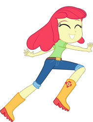 Size: 4000x5265 | Tagged: safe, artist:steyrrdash, edit, editor:slayerbvc, apple bloom, better together, equestria girls, holidays unwrapped, accessory-less edit, eyes closed, female, grin, missing accessory, simple background, smiling, solo, transparent background, vector, vector edit