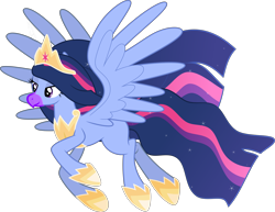 Size: 8398x6492 | Tagged: safe, artist:decprincess, edit, twilight sparkle, twilight sparkle (alicorn), alicorn, hippogriff, alternate timeline, alternate universe, beak, crown, flying, hippogriffied, jewelry, necklace, parent:ocean flow, parent:sky beak, regalia, simple background, smiling, solo, species swap, transparent background, vector, vector edit