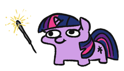 Size: 482x275 | Tagged: safe, artist:jargon scott, twilight sparkle, pony, unicorn, female, filly, filly twilight sparkle, fireworks, new year, simple background, solo, sparkler (firework), this will end in fire, twiggie, white background, younger