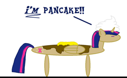 Size: 500x308 | Tagged: safe, artist:theotakux, twilight sparkle, twilight sparkle (alicorn), alicorn, 1000 hours in ms paint, ask the poniz, butter, food, i'm pancake, literal, syrup, talking, wat, whipped cream