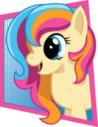 Size: 612x792 | Tagged: safe, artist:samoht-lion, oc, oc:golden gates, earth pony, pony, abstract background, female, mare, open mouth, smiling, solo