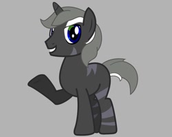 Size: 1280x1024 | Tagged: safe, oc, oc:iridis flash, zebra, zebracorn, gray background, male, offspring, parent:oc:jadi, parent:oc:quantum flash, parents:oc x oc, simple background