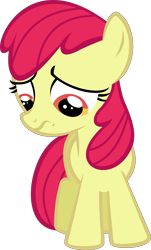 Size: 6742x11138 | Tagged: safe, artist:cyanlightning, edit, editor:slayerbvc, apple bloom, earth pony, the fault in our cutie marks, .svg available, absurd resolution, accessory-less edit, female, filly, looking down, missing accessory, sad, simple background, solo, transparent background, vector, vector edit