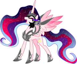 Size: 11083x9320 | Tagged: safe, artist:digimonlover101, oc, oc:aurora dawn, oc:dawnbringer, alicorn, absurd resolution, female, mare, offspring, parent:king sombra, parent:princess celestia, parents:celestibra, simple background, solo, transparent background