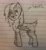 Size: 2448x2678 | Tagged: safe, artist:fruityhorssse, oc, oc only, oc:lavy, bat pony, deer, deer pony, hybrid, bat deer, bat wings, chest fluff, clothes, ear fluff, ears, fangs, female, fluffy, lined paper, looking at you, looking to side, looking to the right, monochrome, simple background, sketch, smiling, socks, solo, text, traditional art, white background, wings