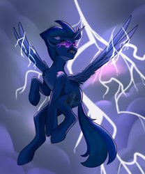 Size: 2500x3000 | Tagged: safe, artist:chibadeer, oc, alicorn, pony, alicorn oc, flying, lightning, male, solo, stallion