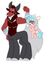 Size: 1011x1422 | Tagged: safe, artist:maxieforest, cozy glow, lord tirek, centaur, pegasus, pony, the beginning of the end, armpits, cozybetes, cute, duo, eye sparkles, female, filly, flexing, male, simple background, tirebetes, transparent background, wingding eyes