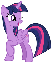 Size: 5524x6637 | Tagged: safe, artist:andoanimalia, twilight sparkle, twilight sparkle (alicorn), alicorn, pony, the ending of the end, cute, cutie mark, female, mare, one eye closed, open mouth, raised hoof, simple background, solo, transparent background, twiabetes, vector, wink