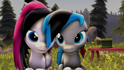 Size: 1412x795 | Tagged: safe, artist:nightyluny, oc, oc:luny, oc:vision, pegasus, pony, 3d, flower, forest, rose