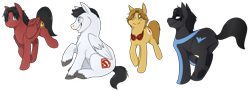 Size: 1357x495 | Tagged: safe, artist:the-chibster, pony, kid flash, nightwing, ponified, red robin, superboy