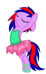 Size: 1440x2320 | Tagged: safe, artist:petmon, oc, oc:mayonaka, pony, arms in the air, ballerina, ballet, ballet slippers, clothes, en pointe, eyes closed, smiling, tutu