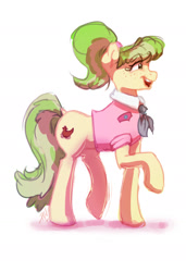 Size: 1280x1867 | Tagged: safe, artist:penny-wren, chickadee, ms. peachbottom, earth pony, pony, clothes, female, mare, necktie, shirt, simple background, solo