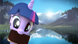 Size: 1920x1080 | Tagged: safe, artist:chocokumiko, twilight sparkle, pony, 3d, book, mouth hold, solo, source filmmaker, that pony sure does love books, vulgar description