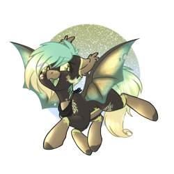 Size: 2000x2000 | Tagged: safe, artist:red_moonwolf, oc, oc:saturn's hexagon, bat pony, pony, bat pony oc, colored sclera, female, flying, looking back, neckerchief, simple background, socks (coat marking), transparent background