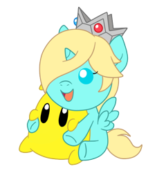 Size: 500x550 | Tagged: safe, artist:perfectpinkwater, pony, baby, baby pony, baby rosalina, crossover, luma, ponified, rosalina, simple background, super mario bros., super mario galaxy, transparent background