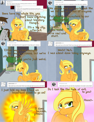 Size: 2002x2606 | Tagged: safe, artist:phoenixswift, oc, oc only, oc:citrus twist, oc:fuselight, pegasus, pony, ask, ask fuselight, female, fourth wall, lidded eyes, male, mare, stallion, tumblr