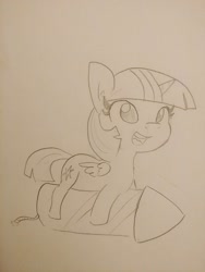 Size: 1536x2048 | Tagged: safe, artist:tjpones, twilight sparkle, twilight sparkle (alicorn), alicorn, pony, fireworks, monochrome, new year, pencil drawing, rocket, solo, this will end in explosions, this will end in pain, this will not end well, traditional art