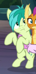 Size: 159x325 | Tagged: safe, screencap, sandbar, silverstream, smolder, dragon, earth pony, pony, uprooted, cropped, cute, dragoness, female, hooves, male, offscreen character, sandabetes, solo focus, squishy cheeks