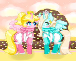 Size: 4000x3200 | Tagged: safe, artist:audra-hime, alicorn, pony, alicornified, commission, crossover, mario kart, mario kart 8, ponified, princess peach, princess rosalina, race swap, rosalina, super mario bros.