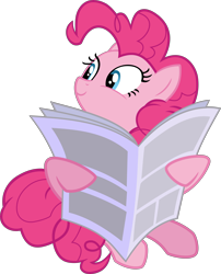 Size: 5652x7000 | Tagged: safe, artist:steyrrdash, derpibooru import, pinkie pie, earth pony, pony, daring done?, .svg available, absurd resolution, newspaper, simple background, solo, transparent background, vector