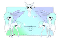 Size: 4000x2600 | Tagged: safe, artist:moonwolf96, oc, oc:silverlight nocturn, bat pony, pony, female, mare, reference sheet, solo